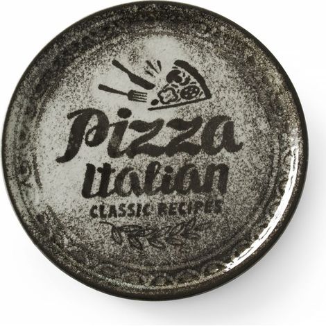 HENDI Pizzateller Recipe Collection Schwarz, Schwarz, ⌀310mm (1/2)