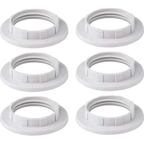 6 Pièces Anneau Réducteur, Plastique Blanc E14, 42x28x8MM, Adaptateur Abat-Jour, Pour Lampe Bureau Plafonnier