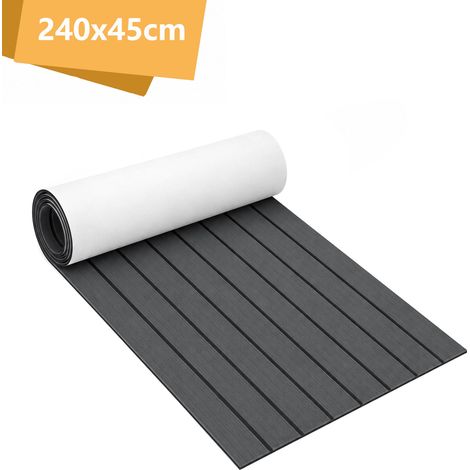 TolleTour Tappeto per Ponte Barca Autoadesivo, Rivestimento Pavimento in Schiuma EVA, Tappetino Effetto Teak per Barche, Yacht e Terrazze 240x45 cm Grigio Scuro (1/5)