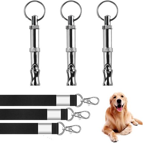 3 Pcs Sifflet pour Chien, Sifflet Compagnie en Acier Inoxydable à fréquence réglable avec lanière, ultrasons Accessoire Idéal pour l'Éducation Canine (1/5)