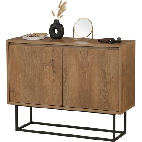 Dmora - Konsolentisch Dcalabri, Ausziehbarer Mehrzwecktisch, Eingangskonsole, Regal mit Erweiterungen, 90x36h72 cm, Walnuss und Schwarz