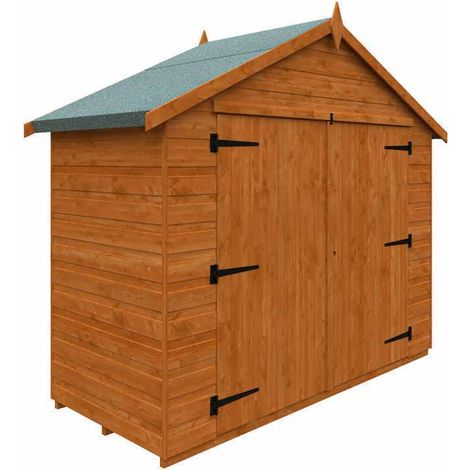 3 x 7 Feet Apex Compact 12mm Shed - Solid Wood/Softwood/Pine - L85 x W205 x H190.8 cm - Burnt Orange