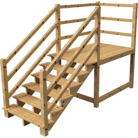 MILANO Außentreppe 6 Stufen H105 cm - Podest L189 x B120 cm - Treppengeländer links und rechts - Podestgeländer links und hinten