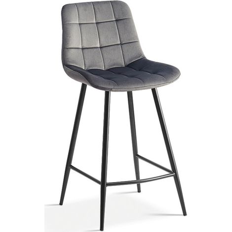 Sedia da banco JUTE – Velluto taupe – Gambe in metallo – Altezza 95 cm – Stile contemporaneo