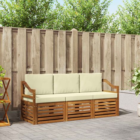 Sofagarnituren 3 pcs Natur und Creme Massivholz Akazie