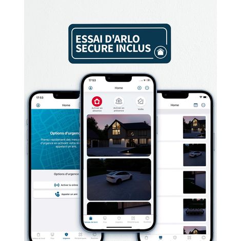 Caméra Surveillance WiFi Extérieure Sans Fil + Smart Hub, 160° Vision Nocturne Couleur Avancée 2K HDR, Sirène, Détection De Mouvement, Kit de 3 Caméras, Blanc (1/5)