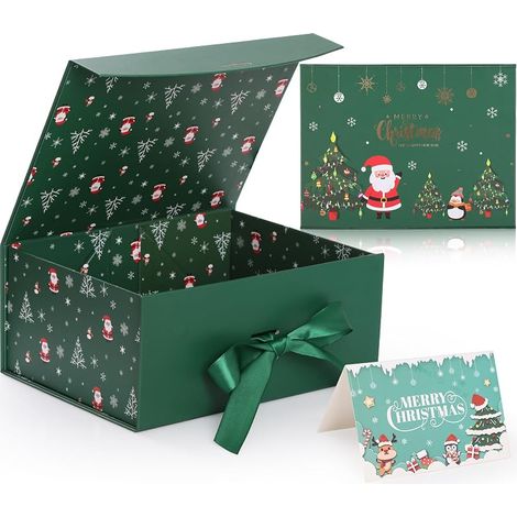 Coffret Cadeau Grande Taille pour Noël, 29 x 22 x 10,5 cm, Coffret Cadeau de Noël pour Fêtes avec Couvercles et Fermeture Magnétique, Contient une Carte, idéal pour les Fêtes du Nouvel An (1/5)