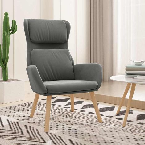 Chaise de relaxation Fauteuil relax - Gris foncé Velours BonneVie-17513 (1/5)