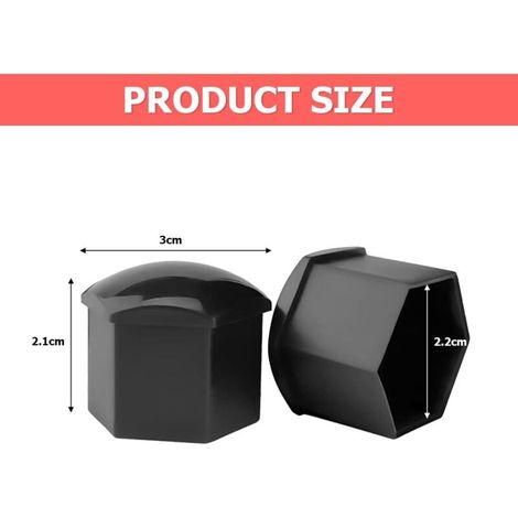 20 Pièces 17mm Capuchons D'écrou De Roue, Hexagonal Plastique Protecteurs Boulon, Universel pour Toutes De Voiture, avec Ensemble Outil De Suppression, Décoration De Voiture (Noir) (1/4)