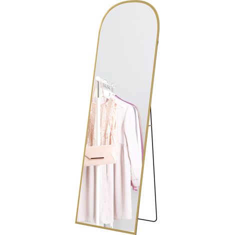 Großer, freistehender Spiegel, modernes Design, 50 x 1,5 x 161,5 cm, goldener Rahmen, Ganzkörperspiegel