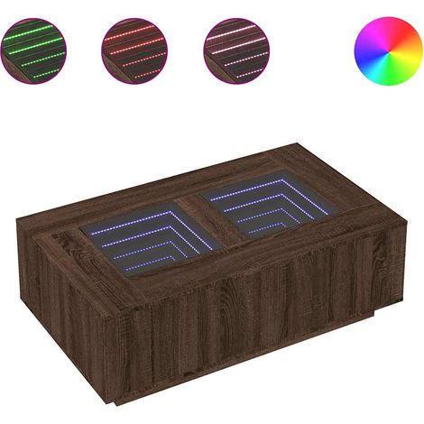Maison Exclusive - Couchtisch mit Infinity-LED Braun Eichen-Optik