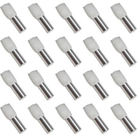 50Pcs Shelf Support,Shelf Support Pins Dowel Shelf Plate Brackets Nickel Plated Metal for Cabinet, Desk and Shelf - 5mmX19mm (1/5)