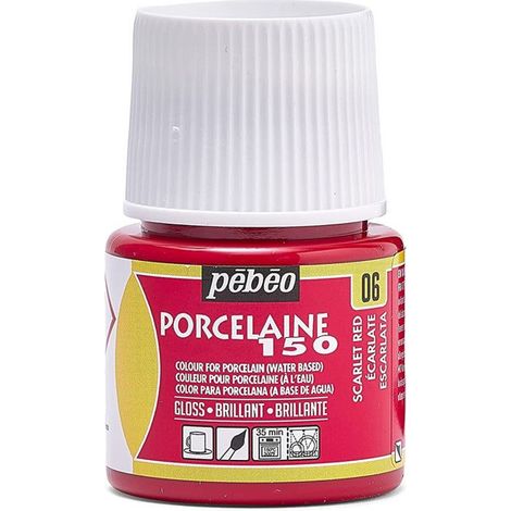Peinture porcelaine - Pébéo - 150 Brillant Ecarlate N°06 - Flacon 45ml - Couleurs brillantes - Cuisson 150°C (1/4)