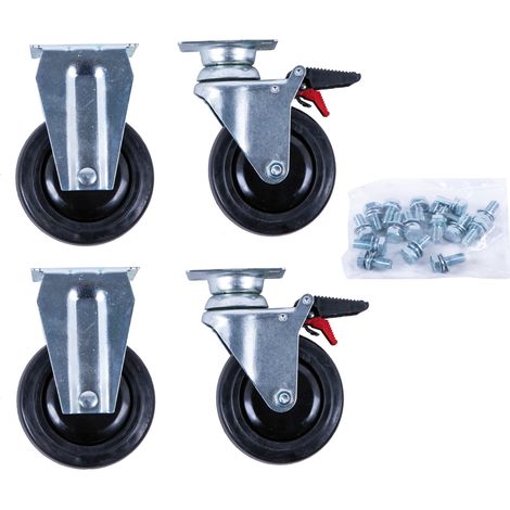 KS TOOLS Juego de ruedas para carro de taller PERFORMANCEplus incl. tornillos - 873.5008-R014P