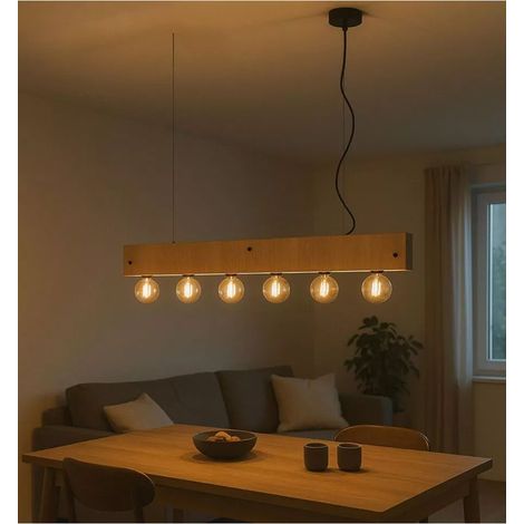 lampada a sospensione onli "argo" lineare legno 6xe27 (1/4)