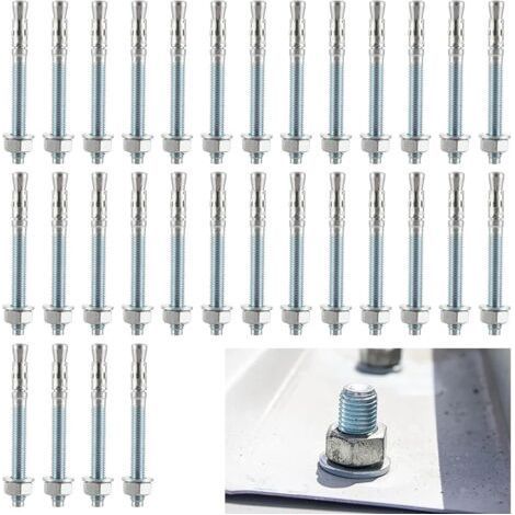 Ancrage de boulons m10 x 100 mm pour charges lourdes - Galvanisé m10 - Chevilles d'ancrage pour charges lourdes - M10 - Vis d'ancrage en acier galvanisé M10 - Pour balustrade, fenêtres, murs- (1/4)