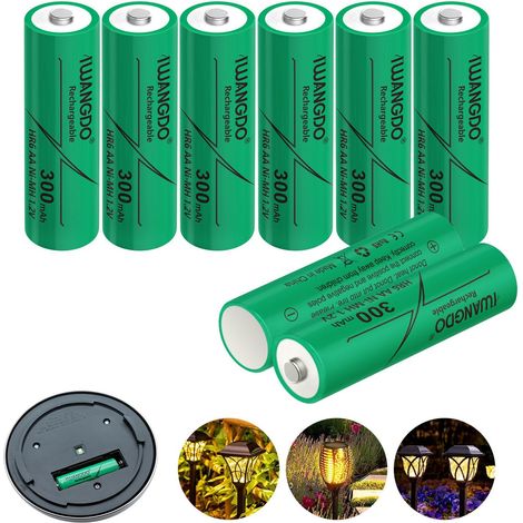 Lot de 8 Piles Rechargeables Ni-MH AA 300 mAh pour Lampes solaires d'extérieur de Jardin pré-chargées (1/5)
