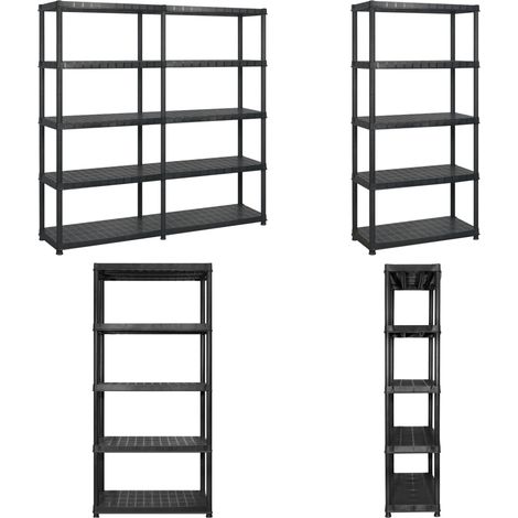 Étagère de rangement à 5 niveaux Noir 183x45,7x185 cm Plastique - Étagère De Rangement - Étagère Industrielle - Meuble De Rangement - Stockage Vertical - Organisation Maison - Home & Living (1/5)