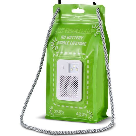 Battery-free saltwater lamp with 2 indoor/outdoor lighting modes, 400-hour battery life, essential for camping, 3 LEDs, 50 lumens, reusable emergency survival lamp with carrying lanyard (1/5)