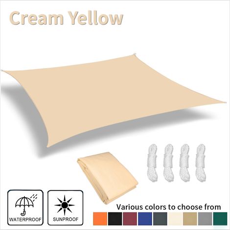 (Jaune clair, 200X400CM) Voile d'ombrage imperméable, résistante aux UV, adaptée aux cours, jardins, pergolas et porches. (1/5)