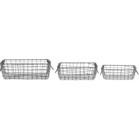 Panier carré en métal (Lot de 3)