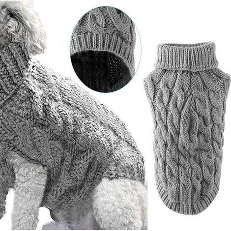 Suéter para perros, chaleco, suéter de invierno cálido para perros, perros pequeños, suéter de cuello alto de punto, ropa suave para perros (1/5)