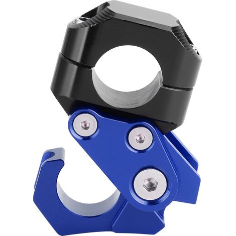 Porte-casque et porte-bagages universel pliable à crochet, adapté aux guidons de moto de 0,86 pouce, également adapté aux motos Yamaha (bleu). (1/5)