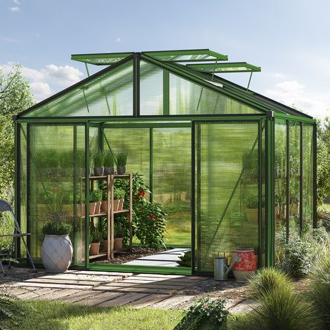 GFP Invernadero Asteria 21 Premium 311x235 cm placas alveolares de 16 mm, color verde musgo (1/5)