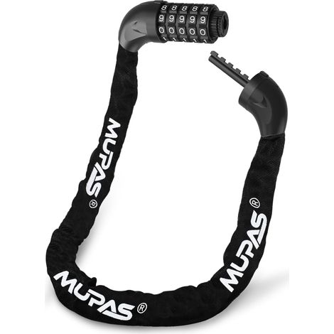 Antivol de vélo, cadenas à combinaison, chaîne en acier trempé 90 cm Chaîne de 6 mm d'épaisseur en acier trempé,numérique à 5 chiffres,convient aux vélos,vélos électriques et tondeuses à gazon (1/5)