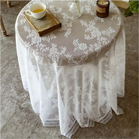 Déstockage Nappe Rectangulaire Nappe en Dentelle Ronde Petite Table Ronde Nappe Nordique Rétro Blanc Nappe Dessert Table Couverture-Dentelle Rétro BlancNappe Ronde 140Cm (1/5)