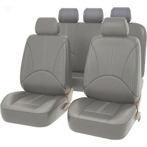2x Universal-Autositzbezüge aus grauem PU-Leder – Premium-Qualität, Vordersitzbezug, Innenraum-Autositzbezug