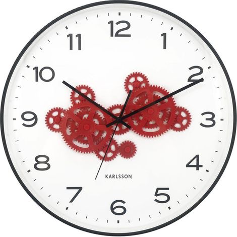 Orologio da Parete Open Gear D 40cm Nero e Rosso Karlsson