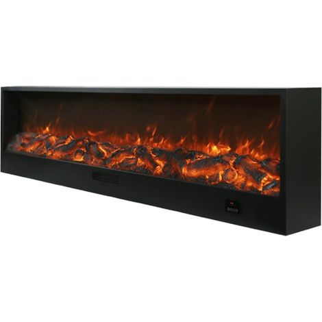 Sined Fireplace Etna Chimenea Electrica Empotrable De 3 Metros Con 1500w De Potencia Negra Chimenea Electrica Grande De Interior Efecto Llama Real Mandos Manuales y Control Remoto (1/5)