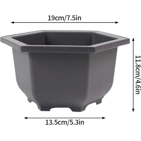 Pot à bonsaï hexagonal (C M) imitation pot de fleurs en argile violette, pot de fleurs en plastique, pot pour plantes succulentes, jardinière de jardin (1/4)