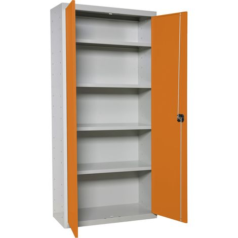 SIMONLOCKER Armoire en métal à 4 étagères (180x80x40cm) GRIS ET ORANGE (1/5)
