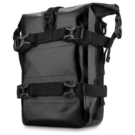 BUNTHAUS Sacoche latérale étanche pour guidon/pare-chocs de moto, en PVC noir – (1/4)