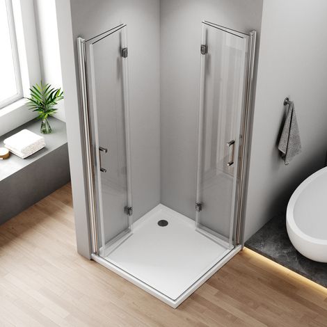Duschkabine 120x80 cm Falttür Eckeinstieg Duschabtrennung Drehfalttür Dusche 6mm Nano Beschichtung ESG Glas Faltbare Duschwand Höhe 195cm (1/5)