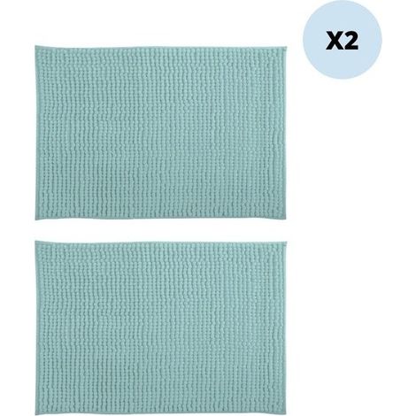 Lot de 2 tapis de bain CHENILLE 40x60 Vert Pastel MSV (1/3)