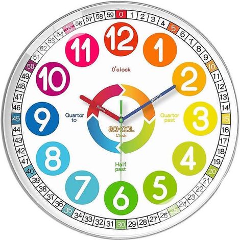horloge murale pour enfants silencieuse fonctionne a piles horloge d apprentissage de l heure pour enfants ideale pour les enfants