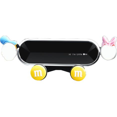(Exclusivité Asie du Sud-Est) Support de téléphone de voiture mignon, style déesse, support pour grille d'aération, fixation fixe, compatible avec la navigation, motif Donald Duck et Marguerite (1/5)