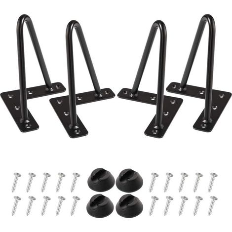Pieds en épingle à cheveux 15cm ensemble de 4, DIY meubles de table en métal jambes idéales pour la Table à manger, bureau,siècle style moderne (15cm, Noir) (1/5)