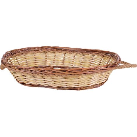 Cesto ovale grande in vimini con manici in corda, 53x34x13 cm (1/2)