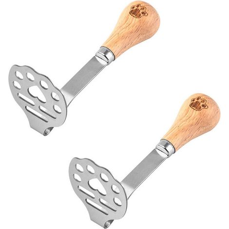 Set mit 2 Kartoffelstampfern – kreativer Avocadostampfer aus Edelstahl – inklusive ergonomischem Küchenhelfer mit Holzgriff. (1/4)