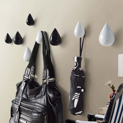 Kreatives Set aus 4 Kleiderhaken in Tropfenform zur Wandmontage, modernes Design (1/5)