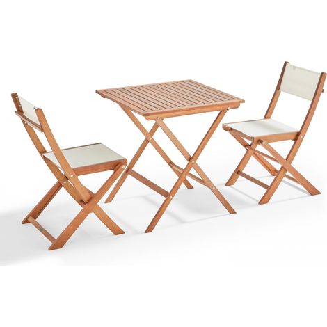 Ensemble table carrée pliante et 2 chaises pliantes blanches