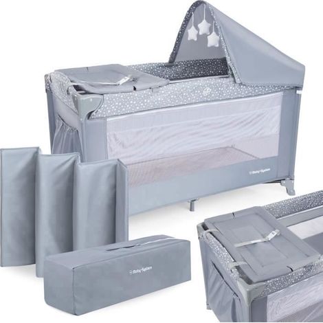 Lit Parapluie Pliable- Lit Bébé 2 en 1 Moby-System- Parc Bébé- 2 Niveaux Matelas Haut & Bas Jusqu'à 25 kg Voyage Sac de Transport (1/5)