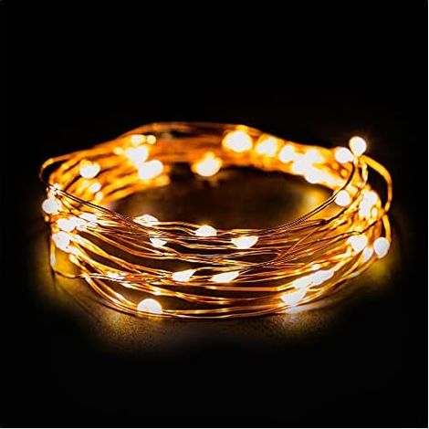 Guirlande Micro LED en fil de cuivre 4m, 40 LED, 230V, fonction de minuterie, LED Guirlande lumineuse exterieure et intérieur, étanche IP44, Deco Mariage, Noël, Fête couleur blanc chaud