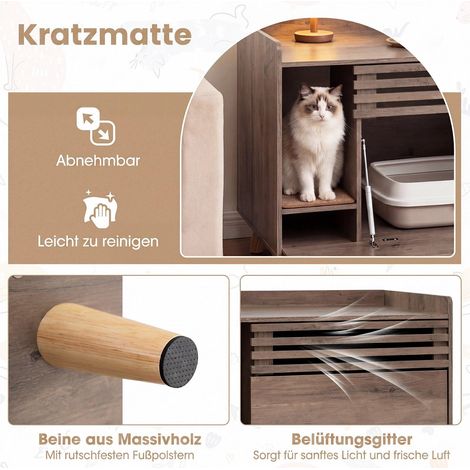 Cat Litter Box Enclosure with Flip Door, Brown Wood (1/5)