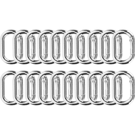 20 pièces mousquetons ovales 23mm en alliage pour sacs, porte-clés et sangles. (1/5)