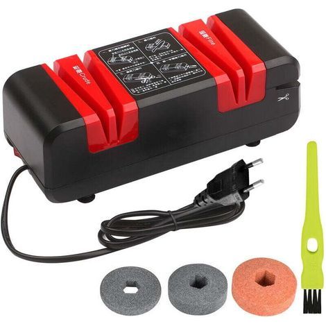 Electrique Affuteur Multifonctions Automatique Affuteurs Cut Avec Bevel Brut Et Des Beaux-Grooves 15 Degres, Avec Brosse Et 3 Meule Replaceable, Noir (1/5)